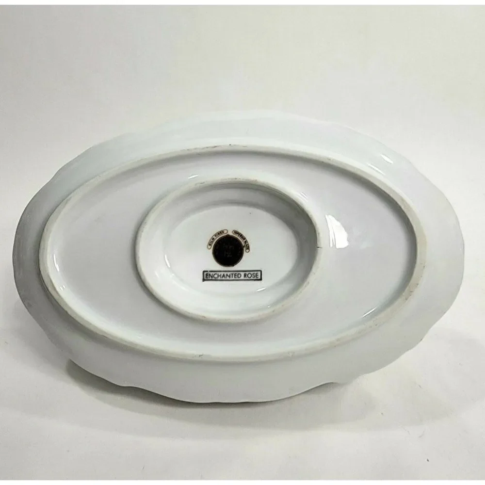 Home‎ Arts ENCHANTED ROSE Pink Gravy Boat with Attached Underplate Germany